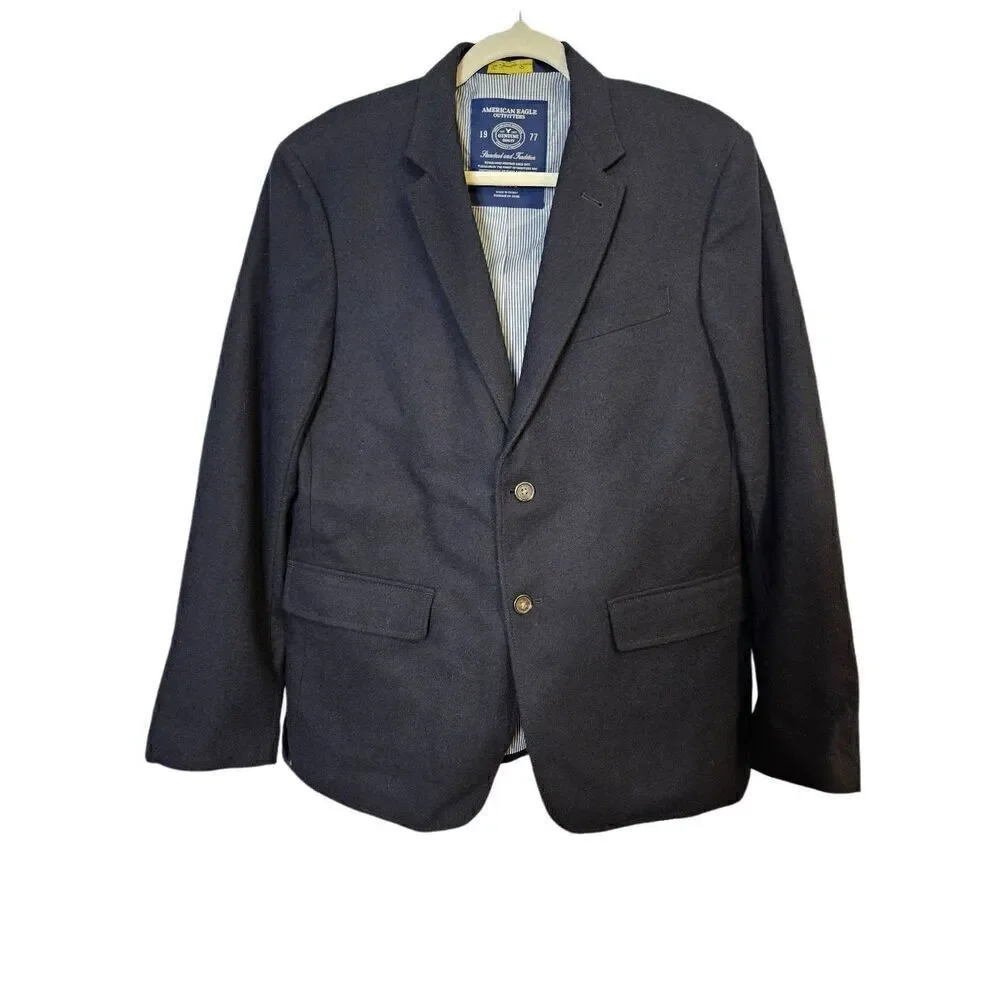 American Eagle navy blue wool blend Legendary blazer. Size M.
